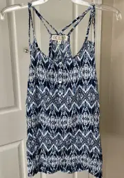 Pink Rose Juniors Blue Combo Strappy Rayon Racerback Top Size M 822
