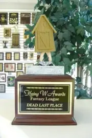 FANTASY FOOTBALL PERPETUAL 16 YR LAST PLACE LOSER OUTHOUSE BOBBLEHEAD TROPHY *