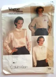 Vogue 1230 Sewing Pattern American Designer Calvin Klein Misses Blouse Size 12