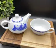 Peter Rabbit (Teapot & Cup Set) Blue & White "TEA FOR ONE" Beatrix Potter NEW