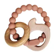 Urban Elephant 14cm Silicone Teether Ring Baby/Infant Chew Toy Pink & Natural