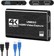 Capture Card for Nintendo Switch, Audio Video Capture Card with Microphone 4K HDMI Loop-Out,Full HD 1080P 60FPS Video Recorder for Streaming/Gaming/Conference, for Nintendo Switch/PS5/Xbox/Camera/PC