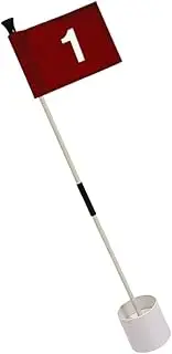 Totority 1 Set Golf Flag with Flagpole Base Durable Golfing Supplies for Training and Practice Putting Accuracy Textured Design and Wind Resistant