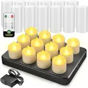 Flameless Candles with Remote Timer, 100+Hours Rechargeable 12P Warm White