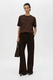 Tia Flocking Logo Tee in Bitter Chocolate - CAMILLA AND MARC® C&M