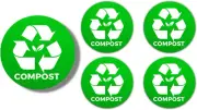 Compost Bin Vinyl Stickers for Kitchen and Outdoor Bins 5In 5 Pack Premium Self