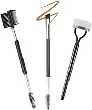 3Pcs Eye Makeup Tools Set,1 Double-Ended Angled Eyebrow Brush Spoolie Brush,1 3-Head Eyelash Brush Shaper Comb,1 Eyelash Separator Comb,Professional Eye Makeup Tools,for Shaping Brow Lashes