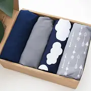 Biloban Baby Bassinet Sheets 4 Pack Compatible with SNOO Smart Sleeper and Chicco LullaGo Anywhere Portable Bassinet, Ultra Soft & Skin-Friendly, Washer & Dryer, Navy Blue Cloud
