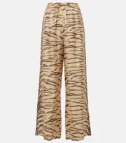 [Stella McCartney] Stella McCartney Printed high-rise silk wide-leg pants AU 4 multicoloured