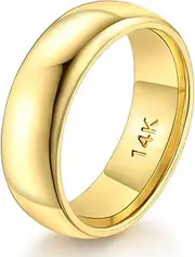 [FUNEIA] 14K Gold Plated Band Ring for Women Men 2mm 3mm 4mm 5mm 6mm 8mm 10mm Wedding Bands Gold Stacking Stackable Plain Statement Thumb Finger Ring Comfort Fit Size 5-11