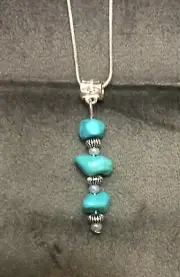 Handmade Howlite Turquoise Chip Gemstone Pendant On Silver Snake Chain