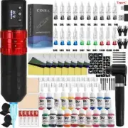 Wireless Tattoo Machine Set Rotary Tattoo Pen with Cartridge Needle Ink Complete