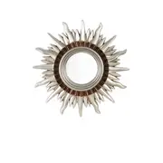 Best World 71cmx71cm Silver Round Vintage Sunburst Mirror