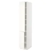 METOD high cabinet with shelves/2 doors, white/Vallstena white, 40x60x220 cm