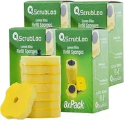 ScrubLoo Disposable Toilet Cleaning Wand Starter Kit, 360° Hygienic, Preloaded Sponges, Touch-Free Disposable Toilet Brush -8 Ocean Breeze Refills (32 x Lemon Bliss Refill Sponges)
