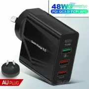 QC3.0 48W PD Fast Charging Charger Multi USB + Type C Wall Plug Adapter OZ