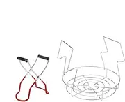 Stainless Steel Canning Supply - Steamed Lifter Pot Rack with Non-Slip Tongs, Sterilizer for Storage | 2 Piece Kit for Jars, Bottles, Food, Foldable Handles, Baby Clip Gadgets
