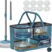 Hands-Free Spin Mop Wringing & Extended 61-Inch Handle for Effortless Cleaning