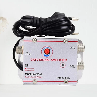 CATV TV Antenna Signal Amplifier Booster Splitter For Digital TV Input 2-OutpgW