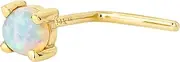 [Jewelry Avalanche] Solid 14K Gold Natural Opal L-Shape Nose Stud, 22G L-Bend, Australian Opal, Unisex Nostril Ring Stud