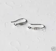 10 pcs Silver Plated Earwire Clear Crystal Rhinestone Fishhook Open Loop EF002