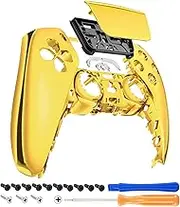eXtremeRate Chrome Gold Glossy Touchpad Front Shell Compatible with p s 5 Controller BDM-010 BDM-020 BDM-030 BDM-040 BDM-050, Replacement Shell Custom Touch Pad Cover Compatible with p s 5 Controller