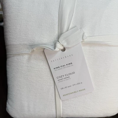 POTTERY BARN COZY CLOUD DUVET COVER, KING/CAL. KING ~ WHITE
