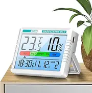 Thermograph for House - Digital Temperature Sensor Humidity Monitor with Clock,Multi-Functional Wall Thermograph for Family, Friends, Home