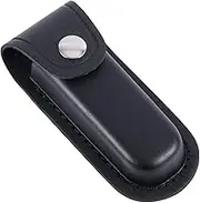 Leather Knife Sheath for Belt, 4.84x2.05 Inch Folding Leather Knife Holder Portable Pocket Knife Sheath for Outdoor Cycling, Hiking, Mountaineering, Camping (Black)