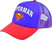 [Concept One] DC Comics Superman Trucker Hat, Boys Baseball Cap with Curved Brim, Blue, One Size, Blue, One Size