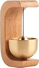 Magnetic Brass Doorbell, Doorbell Wood Chime, Fridge Barn Door Bell, Door Opening with Brass Bell, Wood Shopkeepers Bell, Lightweight Magnetic Doorbell, Indoor Ornament for Refrigerator, Iron