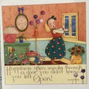 Mary Engelbreit Handmade Magnet-Happiness Often Sneaks Through