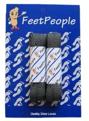FeetPeople Flat Laces, 2 Pair Pack, 27 - 72 inches, CHARCOAL