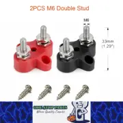 M6 Red and Black Insulated Double Stud Power Distribution Stud Terminal Block