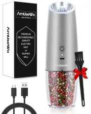 Gravity Electric Pepper Mill or Salt Grinder Mill [White Light] USB Rechargea...