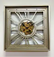 Clock: 79cm Large Analog Roman Numeral Wall Clock (31") - Moving Rotary Gears