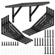 8 Pcs Heavy Duty Shelf Brackets Floating Metal Shelf Brackets Metal Wall Moun...