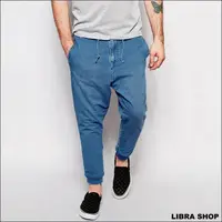 在飛比找蝦皮購物優惠-【LIBRA】英國品牌ASOS 水洗淺藍上寬下窄低檔褲飛鼠庫