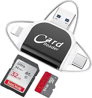 Multi-Port 4 in1 Universal SD TF Card Reader, SD/Micro SD Memory Card Reader, USB 3.0 External Memory Card Readers, USB SD Card Adapter, Plug and Play, Micro SD Card Camera Memory Card Reader
