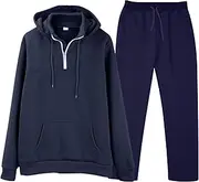 [Generic] Men Prom Tuxedo Suit Solid Color Zipper Neck Hoodie Casual Straight Sweatpants Sportswear Men Suits Slim Fit Wool