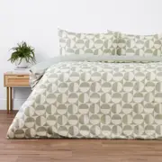 Brilliant Basics Essential Print Quilt Cover Set, Queen Bed - Geo Green