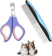 GIONAR Cat Nail Clippers Set, 1 Kitten Nail Clipper and 1 Cat Comb, Cat Claw Clipper with Safety Positioning Hole, Pet Nail Trimmer for Kittens, Puppies, Rabbits, Hamsters, Birds, etc.