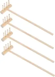 4pcs Mini Wood Rake Sand Rake Mini Sand Table Rake Sandbox Miniature Rakes Table Mini Rakes Miniature Garden Tools Garden Sand Tools Sandbox Rake Mini Rake Crafts Mini Khaki