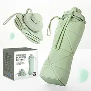 iDopick Collapsible Water Bottle, Leak-Proof Silicone Foldable Water Bottles Cup For Travel, Easy-To-Carry Design And Compact Size for Gym Travel Camping Hiking Running, BPA Free, Green