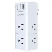 USB Outlet Extender Surge Protector - QINLIANF Rotating Plug 3-Sided Swivel P...
