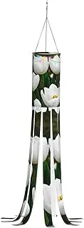 Halloween Garden White Tulips Flower Windsock Lights Halloween Lighted Windsock for Patio Yard Pathway Party Decor