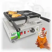 Taiyaki Fish Waffle Maker | 2 Open-Mouth Fish Shaped Waffle Cones | Nonstick