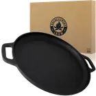 Backcountry Iron 13.5 Inch Cast Iron Pizza Pan with Loop Handles Pre-Seasoned