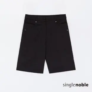 【SingleNoble 獨身貴族】夏日舒適麻料黑色及膝短褲(1色)