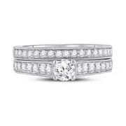 14k White Gold Round Diamond Bridal Wedding Ring Set 3/4 Cttw (Certified)